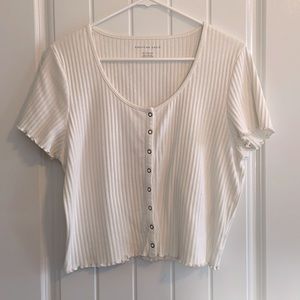 (2) American Eagle Lettuce Edge Short Sleeve Henley shirts